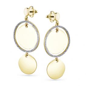 Серьги из лимонного золота Мастер Бриллиант 06M2-300033-01-70 с бриллиантом 06M2-300033-01-70 фото