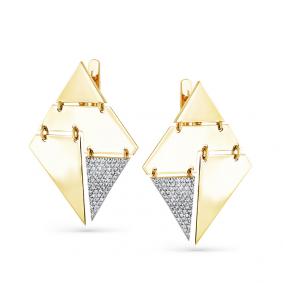 Серьги из лимонного золота Мастер Бриллиант 06M2-300034-00-00 с бриллиантом 06M2-300034-00-00 фото