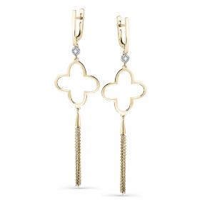 Серьги из лимонного золота Мастер Бриллиант 06M2-300042-00-00 с бриллиантом 06M2-300042-00-00 фото