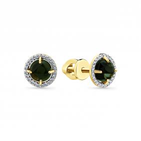 Серьги из лимонного золота Мастер Бриллиант 06M2-302062-00-60 с бриллиантом и турмалином 06M2-302062-00-60 фото