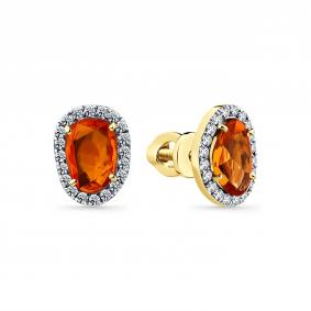 Серьги из лимонного золота Мастер Бриллиант 06M2-302075-01-47 с бриллиантом и сапфиром 06M2-302075-01-47 фото