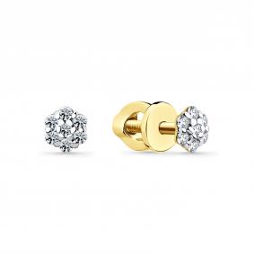 Серьги из лимонного золота Мастер Бриллиант 06M2-302079-00-00 с бриллиантом 06M2-302079-00-00 фото