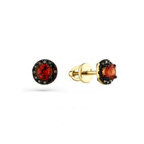 Серьги из лимонного золота Мастер Бриллиант 06M2-302090-00-55 с сапфиром и чёрным бриллиантом 06M2-302090-00-55 фото