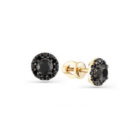 Серьги из лимонного золота Мастер Бриллиант 06M2-302090-01-48 с чёрным бриллиантом 06M2-302090-01-48 фото