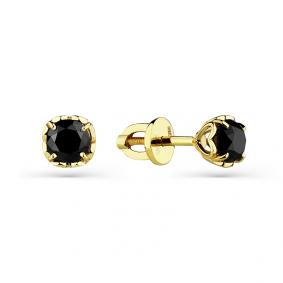 Серьги из лимонного золота Мастер Бриллиант 06M2-302097-00-48 с чёрным бриллиантом 06M2-302097-00-48 фото