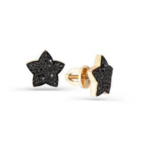 Серьги из лимонного золота Мастер Бриллиант 06M2-302110-00-48 с чёрным бриллиантом 06M2-302110-00-48 фото