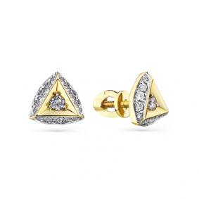 Серьги из лимонного золота Мастер Бриллиант 06M2-302123-00-00 с бриллиантом 06M2-302123-00-00 фото