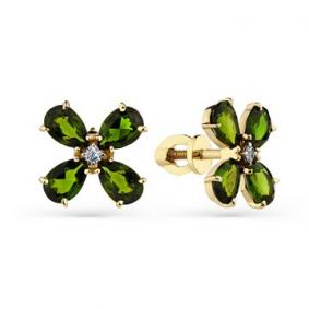 Серьги из лимонного золота Мастер Бриллиант 06M2-302160-00-37 с бриллиантом и турмалином 06M2-302160-00-37 фото