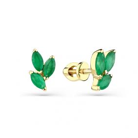 Серьги из лимонного золота Мастер Бриллиант 06M2-302168-00-01 с изумрудом 06M2-302168-00-01 фото