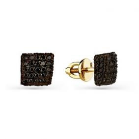 Серьги из лимонного золота Мастер Бриллиант 06M2-302172-00-48 с чёрным бриллиантом 06M2-302172-00-48 фото