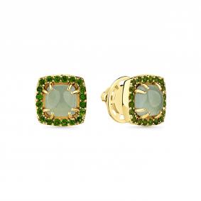 Серьги из лимонного золота Мастер Бриллиант 06M2-302222-00-56 с аквамарином и хромдиопсидом 06M2-302222-00-56 фото