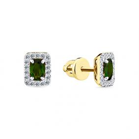 Серьги из лимонного золота Мастер Бриллиант 06M2-302225-00-37 с бриллиантом и турмалином 06M2-302225-00-37 фото
