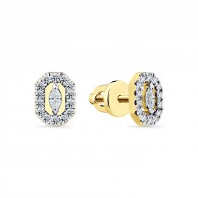 Серьги из лимонного золота Мастер Бриллиант 06M2-302227-00-00 с бриллиантом 06M2-302227-00-00 фото