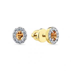 Серьги из лимонного золота Мастер Бриллиант 06M2-302231-00-47 с бриллиантом и сапфиром 06M2-302231-00-47 фото