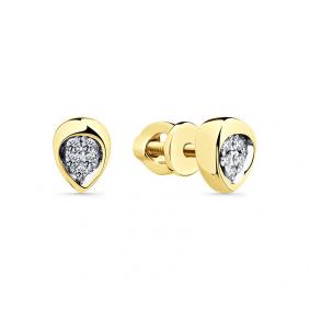 Серьги из лимонного золота Мастер Бриллиант 06M2-302236-00-00 с бриллиантом 06M2-302236-00-00 фото