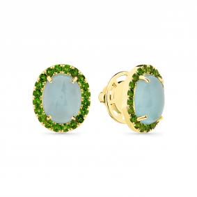 Серьги из лимонного золота Мастер Бриллиант 06M2-302243-00-56 с аквамарином и хромдиопсидом 06M2-302243-00-56 фото