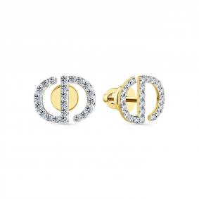 Серьги из лимонного золота Мастер Бриллиант 06M2-302250-00-00 с бриллиантом 06M2-302250-00-00 фото