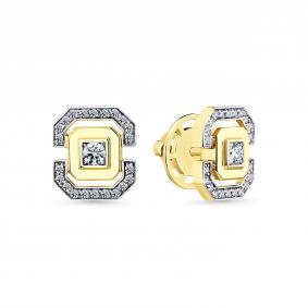 Серьги из лимонного золота Мастер Бриллиант 06M2-302271-00-00 с бриллиантом 06M2-302271-00-00 фото