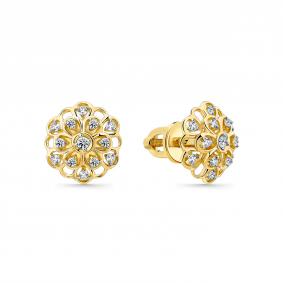 Серьги из лимонного золота Мастер Бриллиант 06M2-302284-70-00 с бриллиантом 06M2-302284-70-00 фото