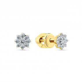 Серьги из лимонного золота Мастер Бриллиант 06M2-304316-00-00 с бриллиантом 06M2-304316-00-00 фото