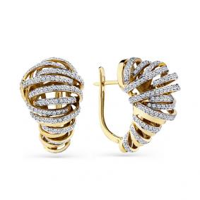 Серьги из лимонного золота Мастер Бриллиант 06M2-305439-00-00 с бриллиантом 06M2-305439-00-00 фото