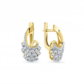 Серьги из лимонного золота Мастер Бриллиант 06M2-306377-01-00 с бриллиантом 06M2-306377-01-00 фото