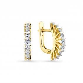 Серьги из лимонного золота Мастер Бриллиант 06M2-306948-00-00 с бриллиантом 06M2-306948-00-00 фото