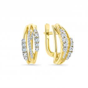 Серьги из лимонного золота Мастер Бриллиант 06M2-307304-00-00 с бриллиантом 06M2-307304-00-00 фото