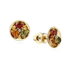 Серьги из лимонного золота Мастер Бриллиант 06M2-307374-00-60 с бриллиантом и турмалином 06M2-307374-00-60 фото