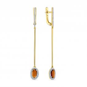 Серьги из лимонного золота Мастер Бриллиант с бриллиантом и спессартином 06M2-307375-02-34 06M2-307375-02-34 фото