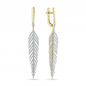 Серьги из лимонного золота Мастер Бриллиант 06M2-307451-00-00 с бриллиантом 06M2-307451-00-00 фото