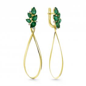 Серьги из лимонного золота Мастер Бриллиант 06M2-307511-00-01 с бриллиантом и изумрудом 06M2-307511-00-01 фото