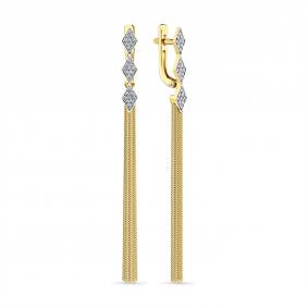 Серьги из лимонного золота Мастер Бриллиант 06M2-307707-00-00 с бриллиантом 06M2-307707-00-00 фото