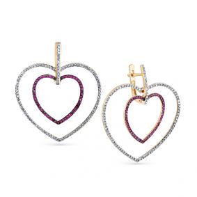 Серьги из лимонного золота Мастер Бриллиант 06M2-307860-00-03 с бриллиантом и рубином 06M2-307860-00-03 фото