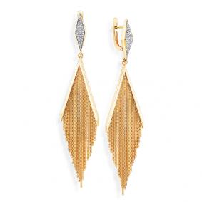 Серьги из лимонного золота Мастер Бриллиант 06M2-307870-00-00 с бриллиантом 06M2-307870-00-00 фото