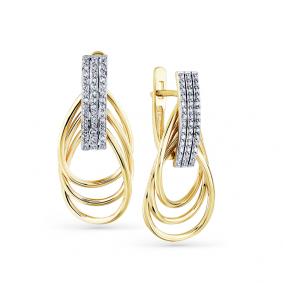 Серьги из лимонного золота Мастер Бриллиант 06M2-307872-00-00 с бриллиантом 06M2-307872-00-00 фото