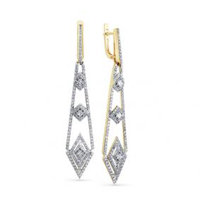 Серьги из лимонного золота Мастер Бриллиант 06M2-307881-00-00 с бриллиантом 06M2-307881-00-00 фото