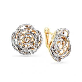 Серьги из лимонного золота Мастер Бриллиант 06M2-307888-00-00 с бриллиантом 06M2-307888-00-00 фото