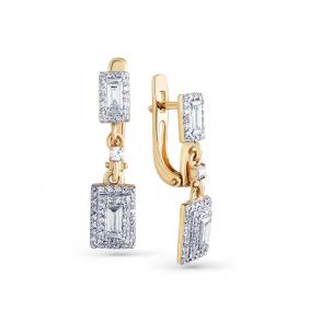 Серьги из лимонного золота Мастер Бриллиант 06M2-307904-00-00 с бриллиантом 06M2-307904-00-00 фото