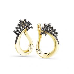 Серьги из лимонного золота Мастер Бриллиант 06M2-307931-00-48 с чёрным бриллиантом 06M2-307931-00-48 фото