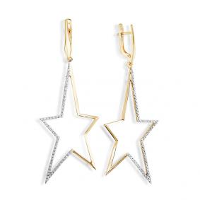 Серьги из лимонного золота Мастер Бриллиант 06M2-308021-00-00 с бриллиантом 06M2-308021-00-00 фото