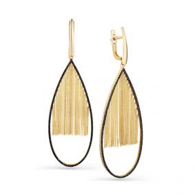 Серьги из лимонного золота Мастер Бриллиант 06M2-308024-00-48 с чёрным бриллиантом 06M2-308024-00-48 фото