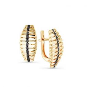 Серьги из лимонного золота Мастер Бриллиант 06M2-308028-00-48 с чёрным бриллиантом 06M2-308028-00-48 фото