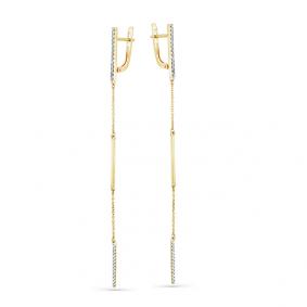 Серьги из лимонного золота Мастер Бриллиант 06M2-308045-00-00 с бриллиантом 06M2-308045-00-00 фото