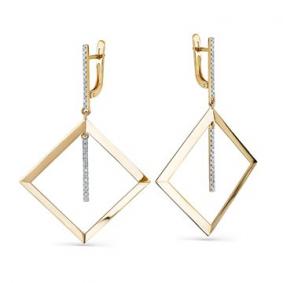 Серьги из лимонного золота Мастер Бриллиант 06M2-308050-00-00 с бриллиантом 06M2-308050-00-00 фото