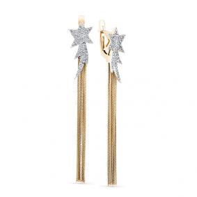 Серьги из лимонного золота Мастер Бриллиант 06M2-308060-00-00 с бриллиантом 06M2-308060-00-00 фото