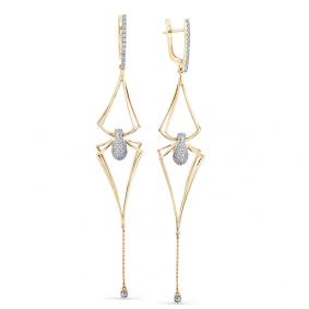 Серьги из лимонного золота Мастер Бриллиант 06M2-308063-00-00 с бриллиантом 06M2-308063-00-00 фото