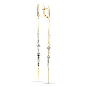 Серьги из лимонного золота Мастер Бриллиант 06M2-308077-00-00 с бриллиантом 06M2-308077-00-00 фото