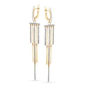 Серьги из лимонного золота Мастер Бриллиант 06M2-308080-00-00 с бриллиантом 06M2-308080-00-00 фото