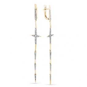 Серьги из лимонного золота Мастер Бриллиант 06M2-308098-00-00 с бриллиантом 06M2-308098-00-00 фото